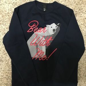 H &M Men Bear Logo Long sleeve Shirt Size L